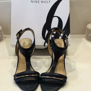 Nine West 3” heel black leather sandal